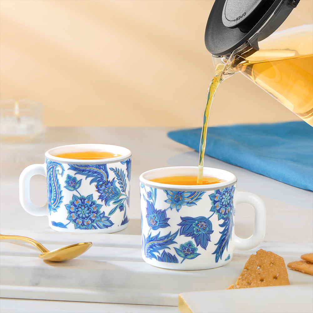 Larah By Borosil New Iris Mug Set, 100 ml 100 ml x 6