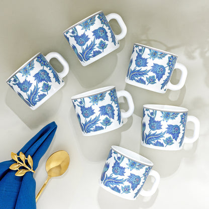 Larah By Borosil New Iris Mug Set, 100 ml 100 ml x 6