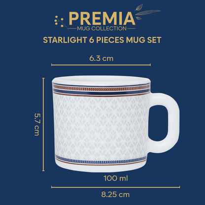 Larah By Borosil Starlight Mug Set, 100 ml 100 ml x 6