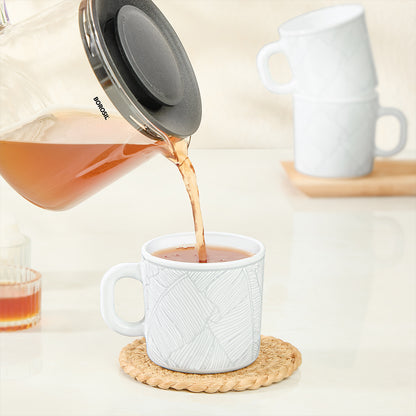 Larah By Borosil Ivy Mug Set, 180 ml 180 ml x 6