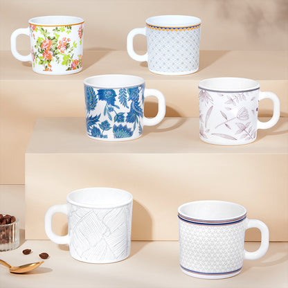 Larah By Borosil Ivy Mug Set, 180 ml 180 ml x 6