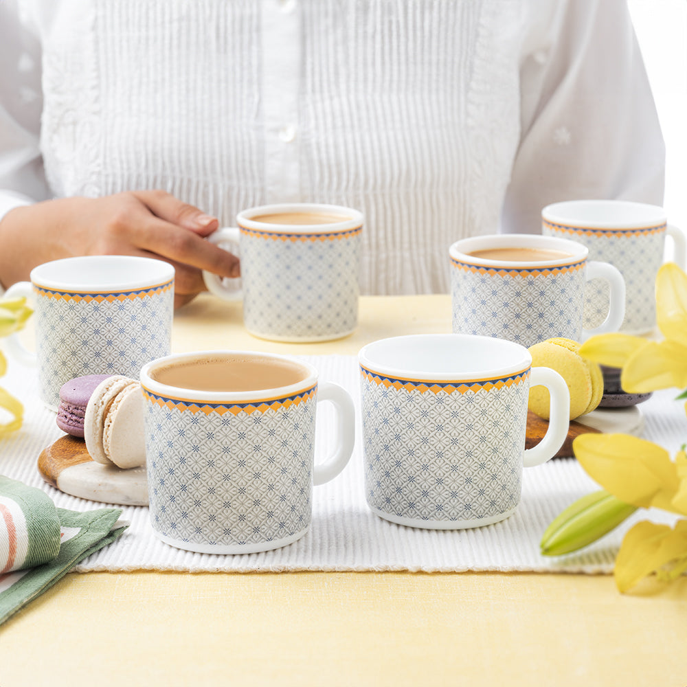 Larah By Borosil Kosmia Mug Set, 180ml x 6