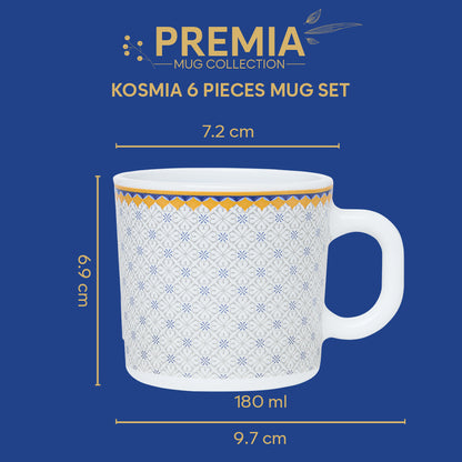 Larah By Borosil Kosmia Mug Set, 180 ml 180 ml x 6