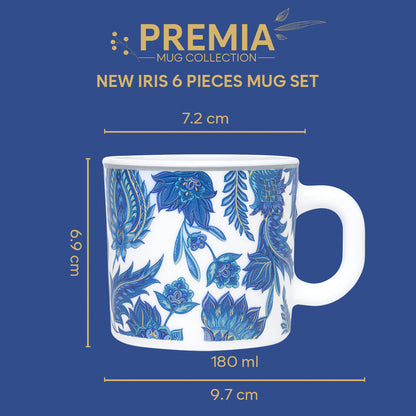 Larah By Borosil New Iris Mug Set, 180 ml 180 ml x 6