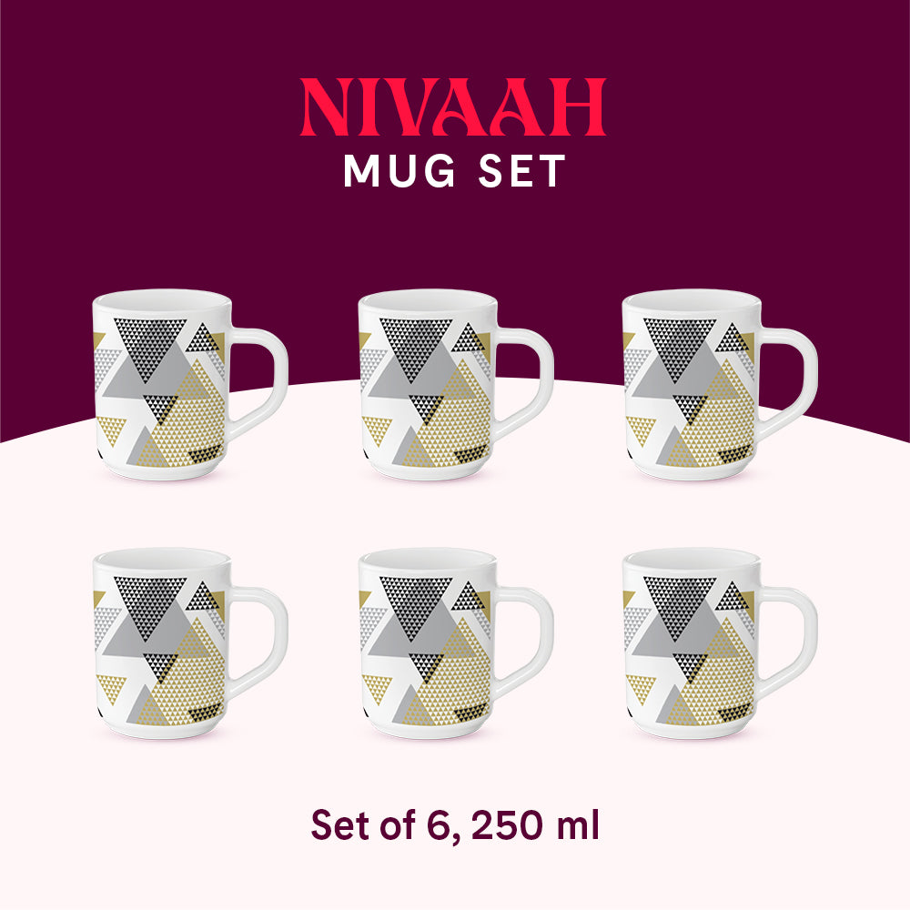 Larah by Borosil Nivaah Mug Set 240 ml x 6