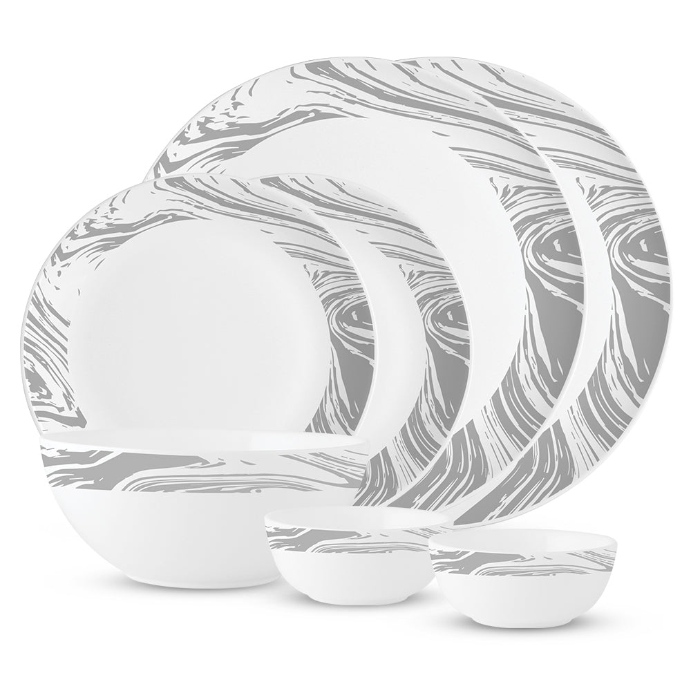 Larah by Borosil, Marble Dinner Set 7 pc Set: Serves 2