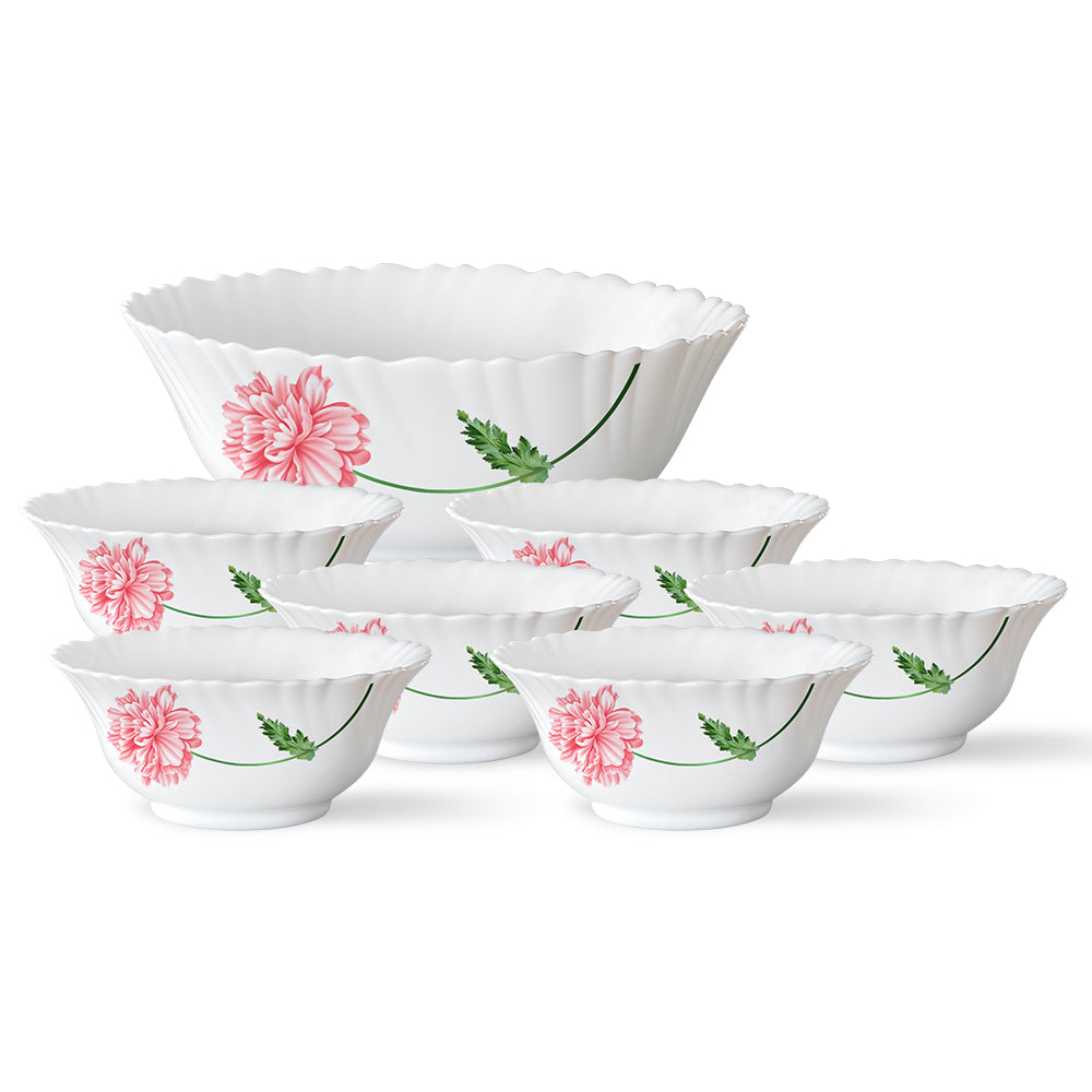 Larah by Borosil Red Mist Pudding Set 7 pc Set (Large)