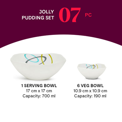 Larah by Borosil Jolly Pudding Set 7 pc Set (Square)