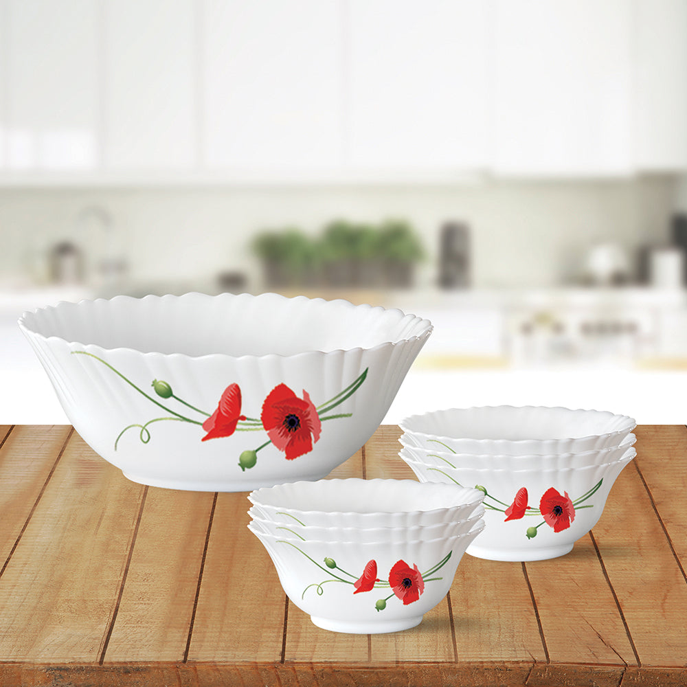 Larah by Borosil Red Carnation Pudding Set, 7 pc (Small)