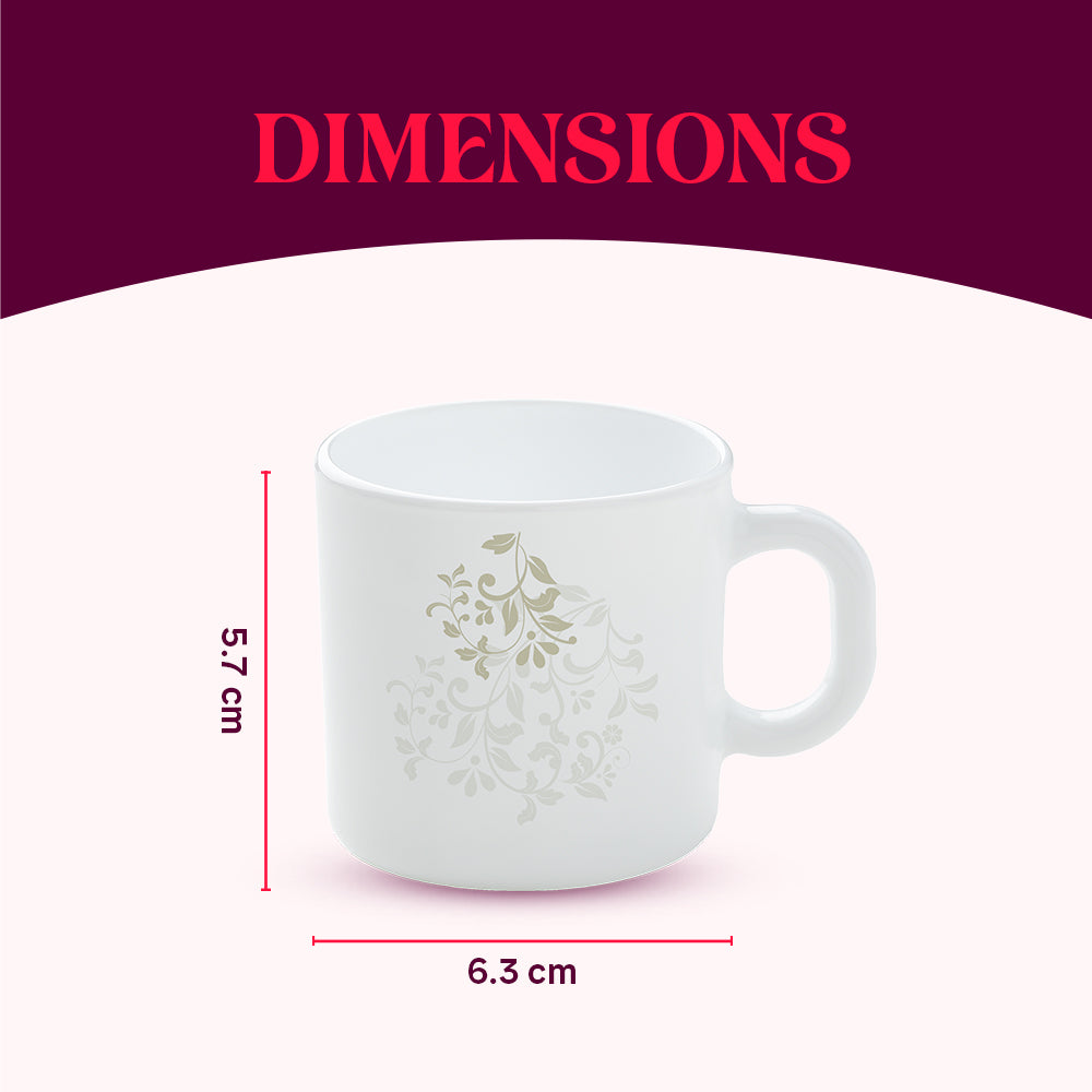 Larah by Borosil Ingot Mug Set 100 ml x 6