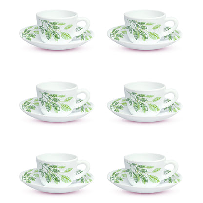 Larah By Borosil Fauna Cup n Saucer Set 140 ml x 12