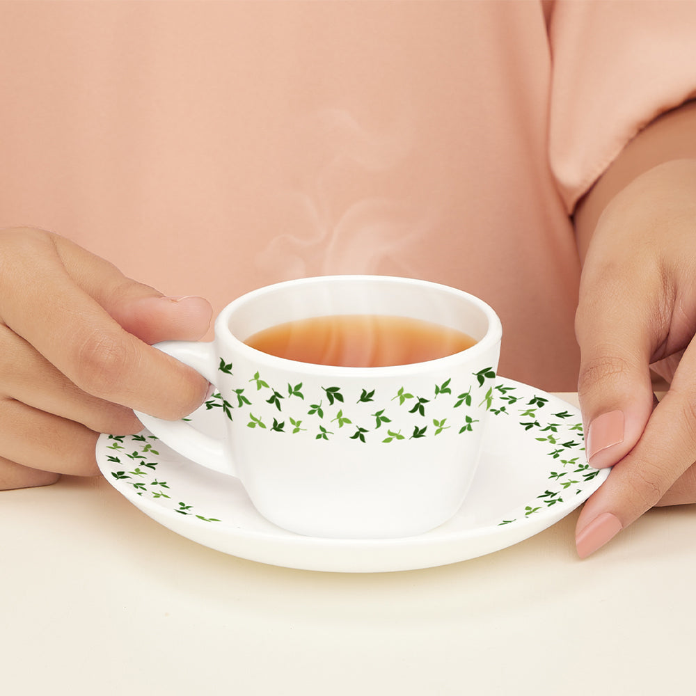 Larah By Borosil Sage Cup n Saucer Set 140 ml x 12