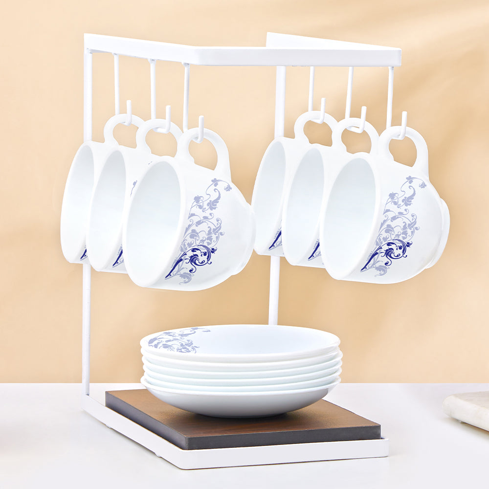 Larah By Borosil Blue Eve Cup n Saucer Set 220 ml x 12