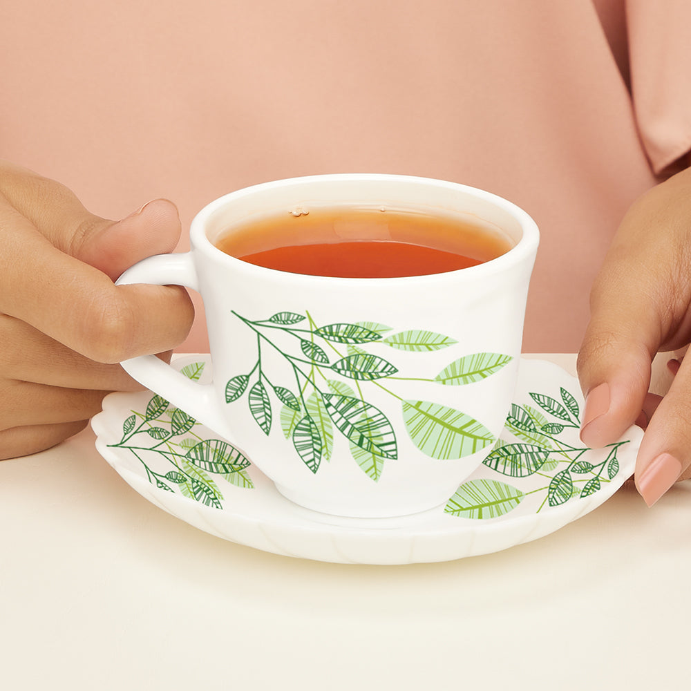 Larah By Borosil Fauna Cup n Saucer Set 220 ml x 12