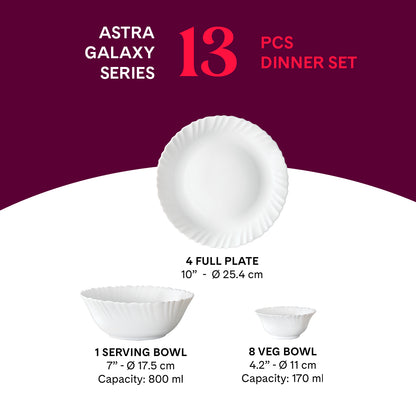 Larah by Borosil, Astra Dinner Set 13 pc Set: Serves 4