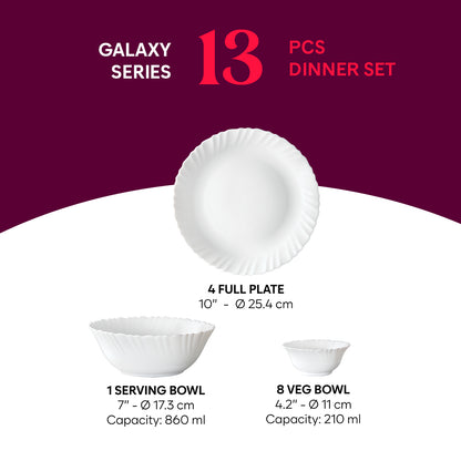 Larah by Borosil Florence 13 pc Dinner Set 13 pc Set: Serves 6