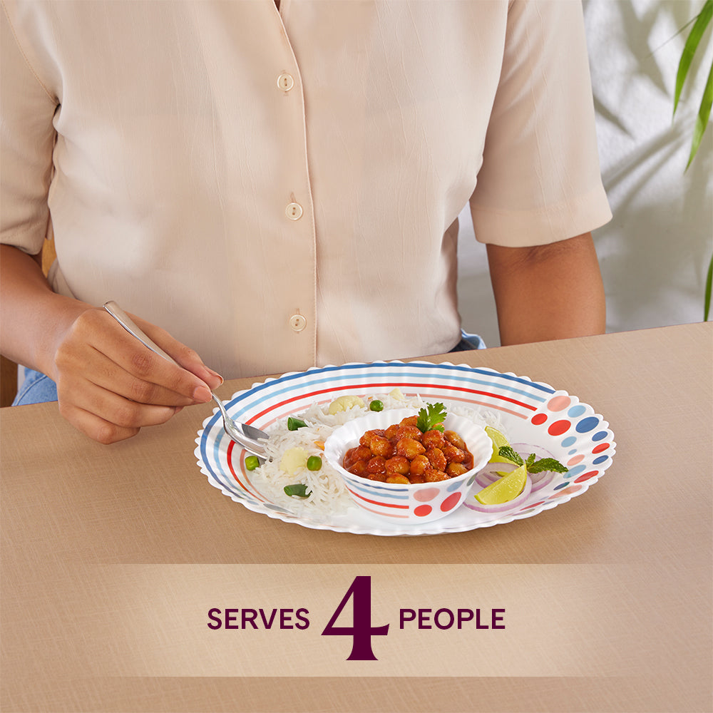 Larah by Borosil, Pastel Dinner Set 13 pc Set: Serves 4