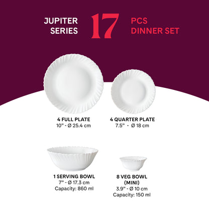 Larah by Borosil Arche 17 pc Dinner Set 17 pc Set: Serves 6