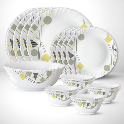 Larah by Borosil Florence 17 pc Dinner Set 17 pc Set: Serves 6