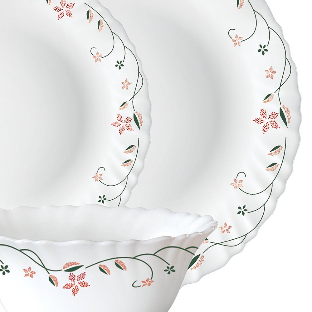 Larah by Borosil, Garland Dinner Set 17 pc Set: Serves 4