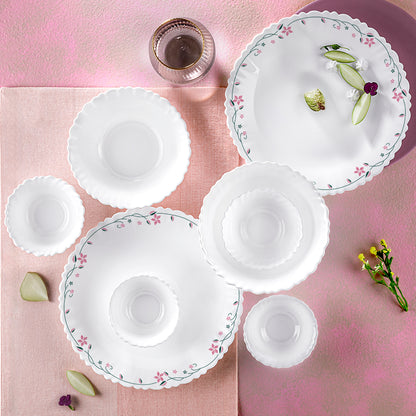 Larah by Borosil, Garland Dinner Set 17 pc Set: Serves 4