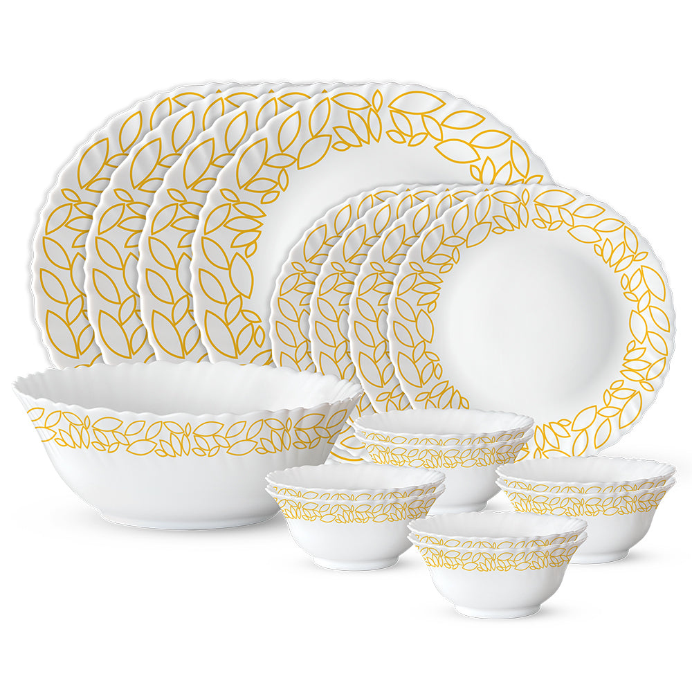 Larah by Borosil, Radiant Dinner Set 17 pc Set: Serves 4