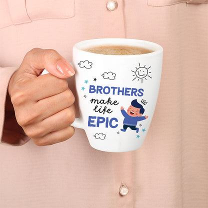 Larah by Borosil Rakhi Opalware Mug, Brothers Make Life Epic, 390 ml