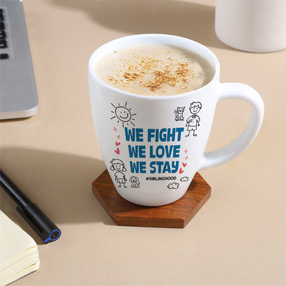 Larah by Borosil Rakhi Opalware Mug, We Fight, We Love, We Stay, 390ml