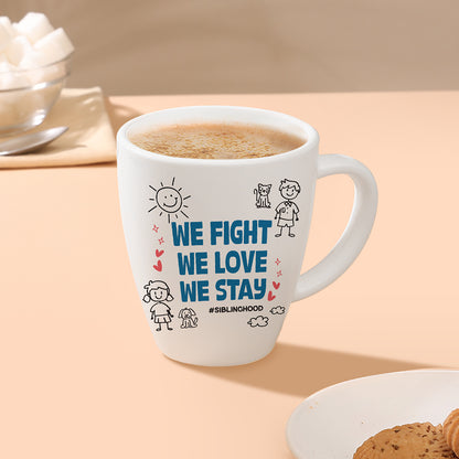 Larah by Borosil Rakhi Opalware Mug, We Fight, We Love, We Stay, 390ml