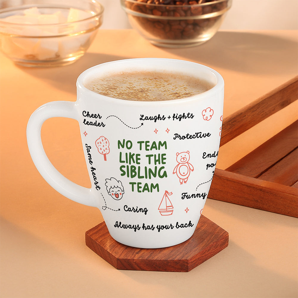 Larah by Borosil Rakhi Opalware Mug, No Team Like the Sibling Team, 390ml