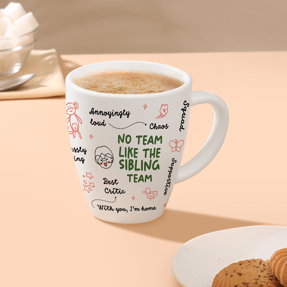 Larah by Borosil Rakhi Opalware Mug, No Team Like the Sibling Team, 390ml