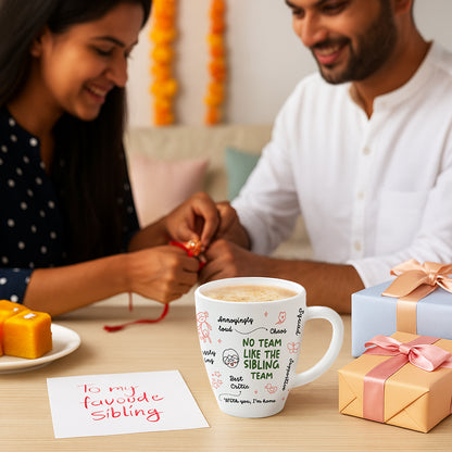 Larah by Borosil Rakhi Opalware Mug, No Team Like the Sibling Team, 390ml