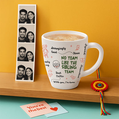 Larah by Borosil Rakhi Opalware Mug, No Team Like the Sibling Team, 390ml