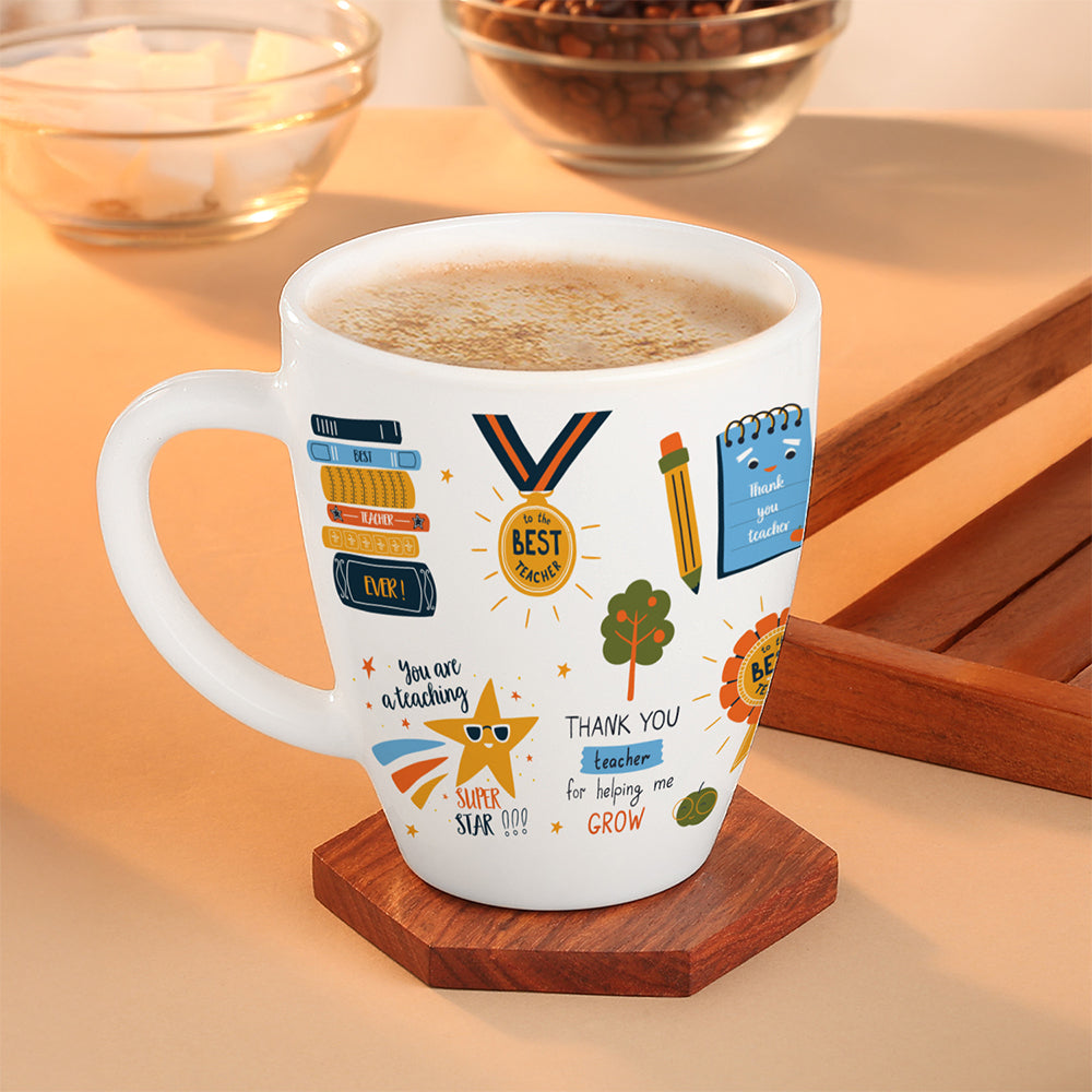 Larah by Borosil Teachers Day Opalware Mug, Shine, 390ml