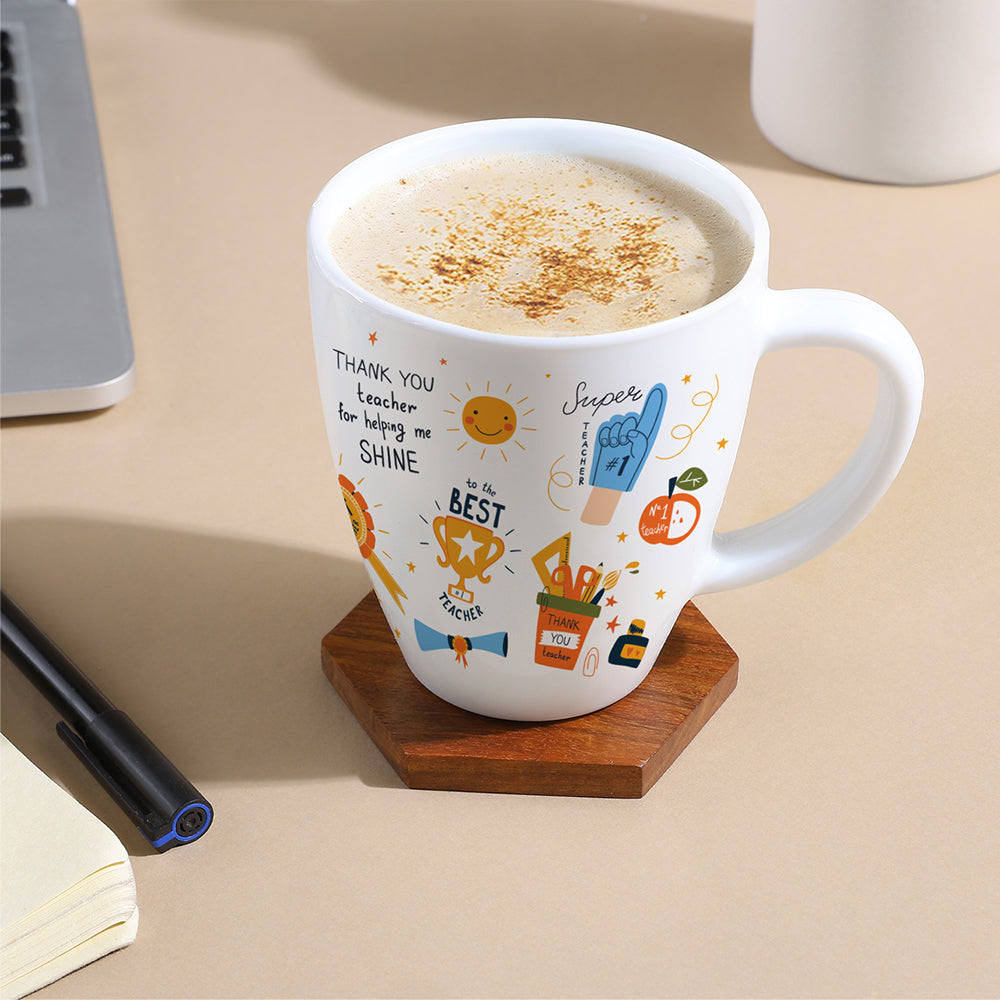 Larah by Borosil Teachers Day Opalware Mug, Shine, 390ml