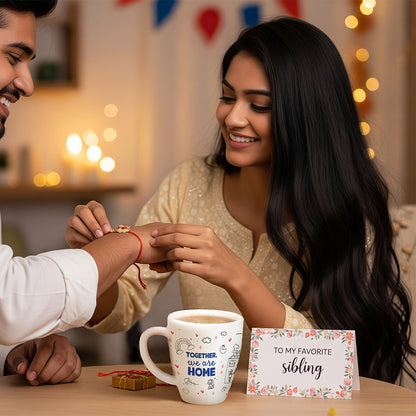 Larah by Borosil Rakhi Opalware Mug, Together We Are Home, 390ml