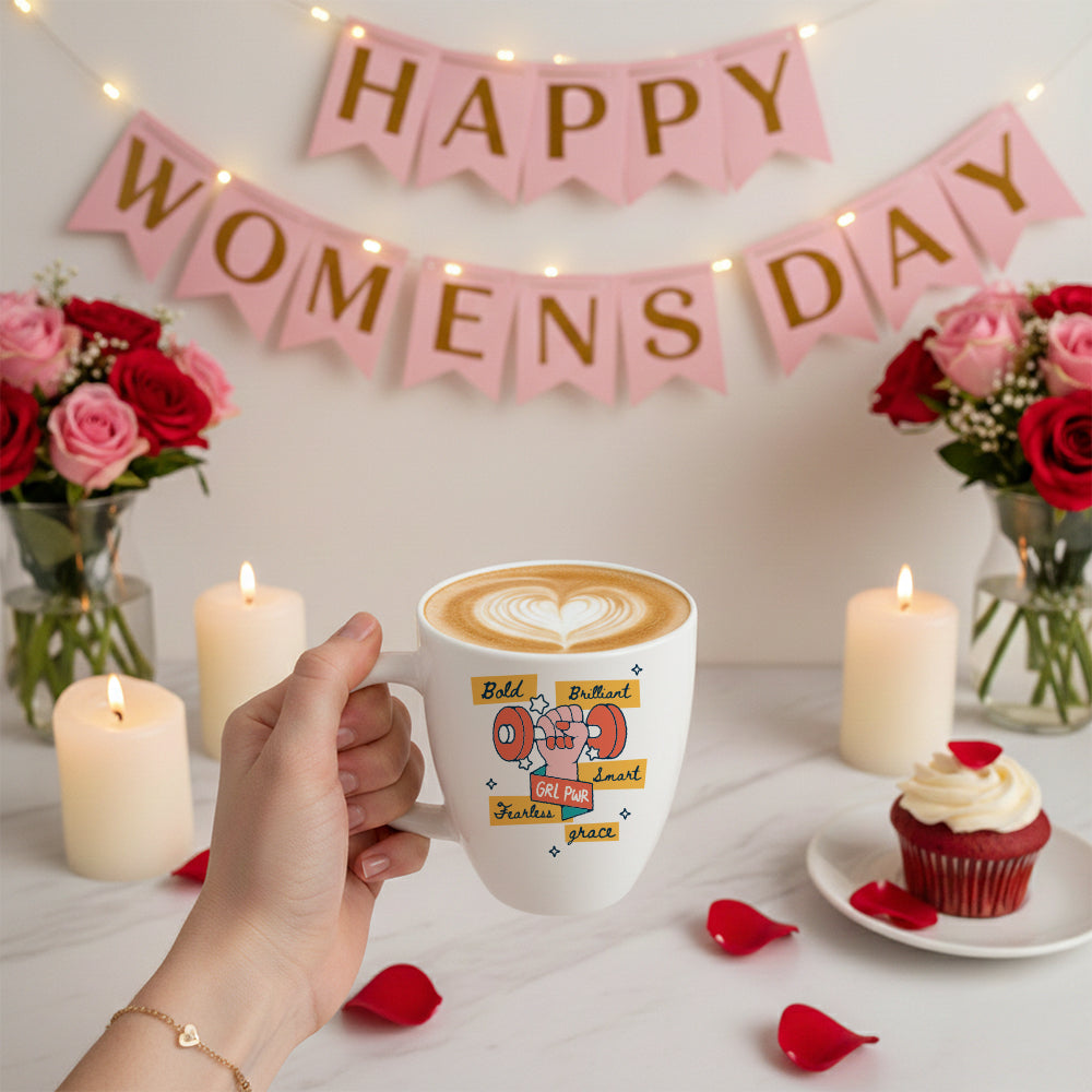 Larah Women's Day Opalware Mug, Fearless
