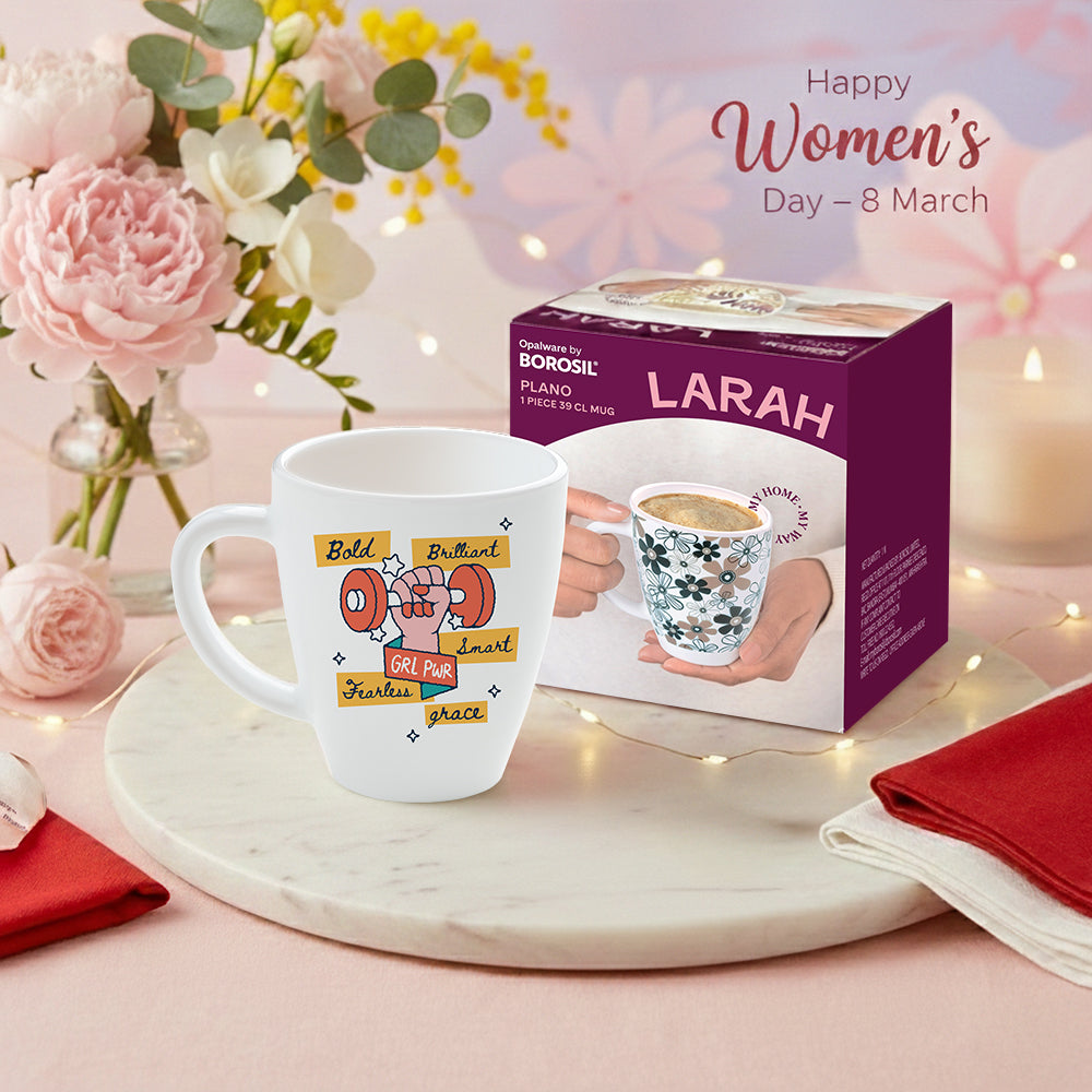 Larah Women's Day Opalware Mug, Fearless