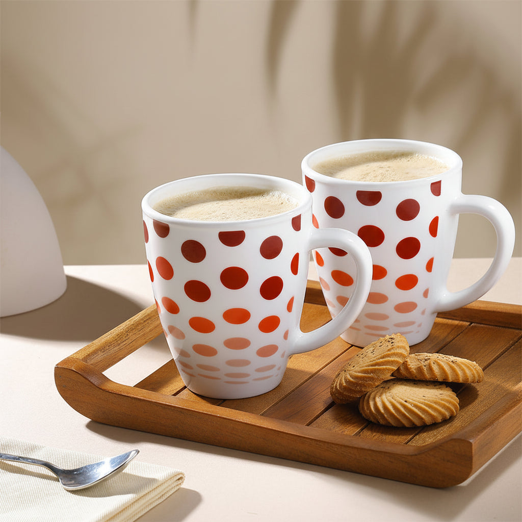 Larah Polka Mug Set, Red