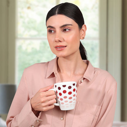 Larah by Borosil Polka Red Mug 390 ml