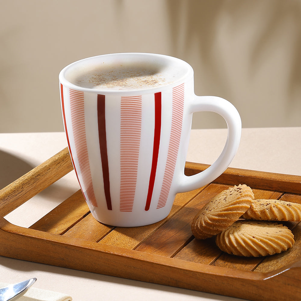 Larah Red Strip Opalware Mug