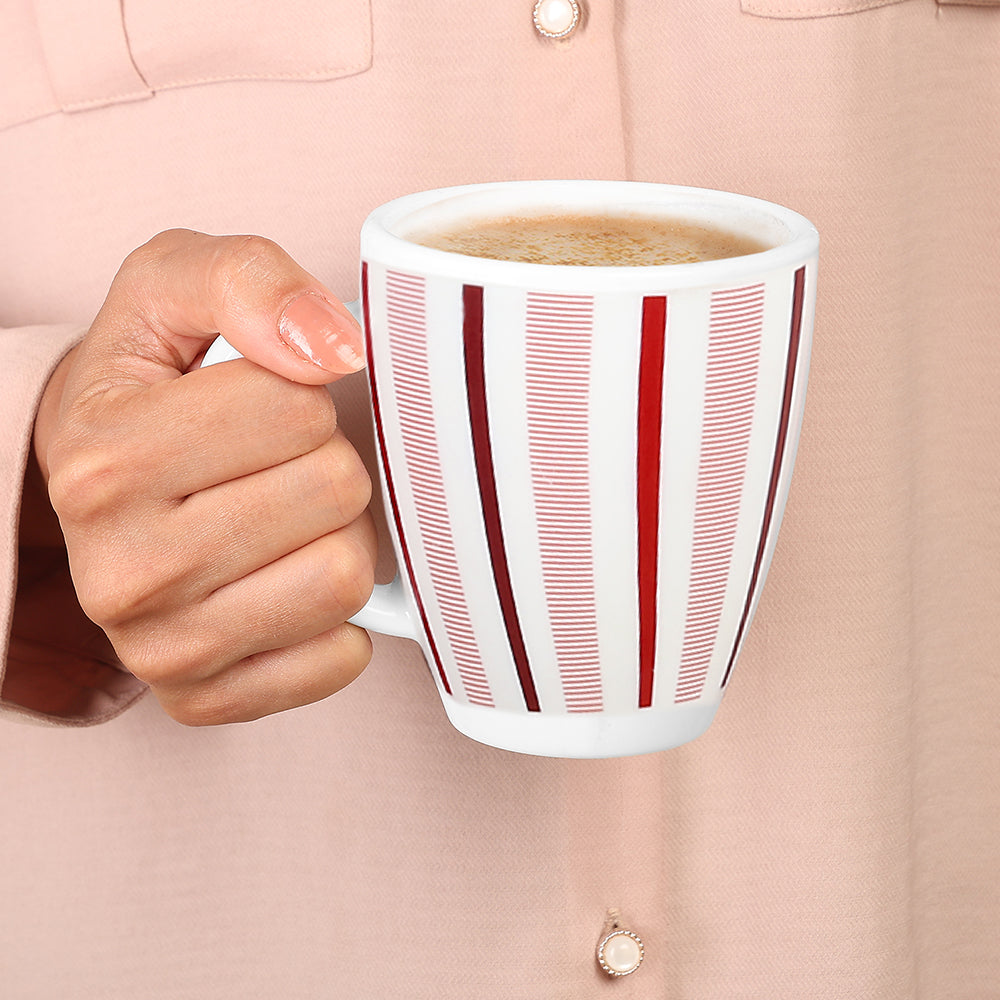 Larah Red Strip Opalware Mug