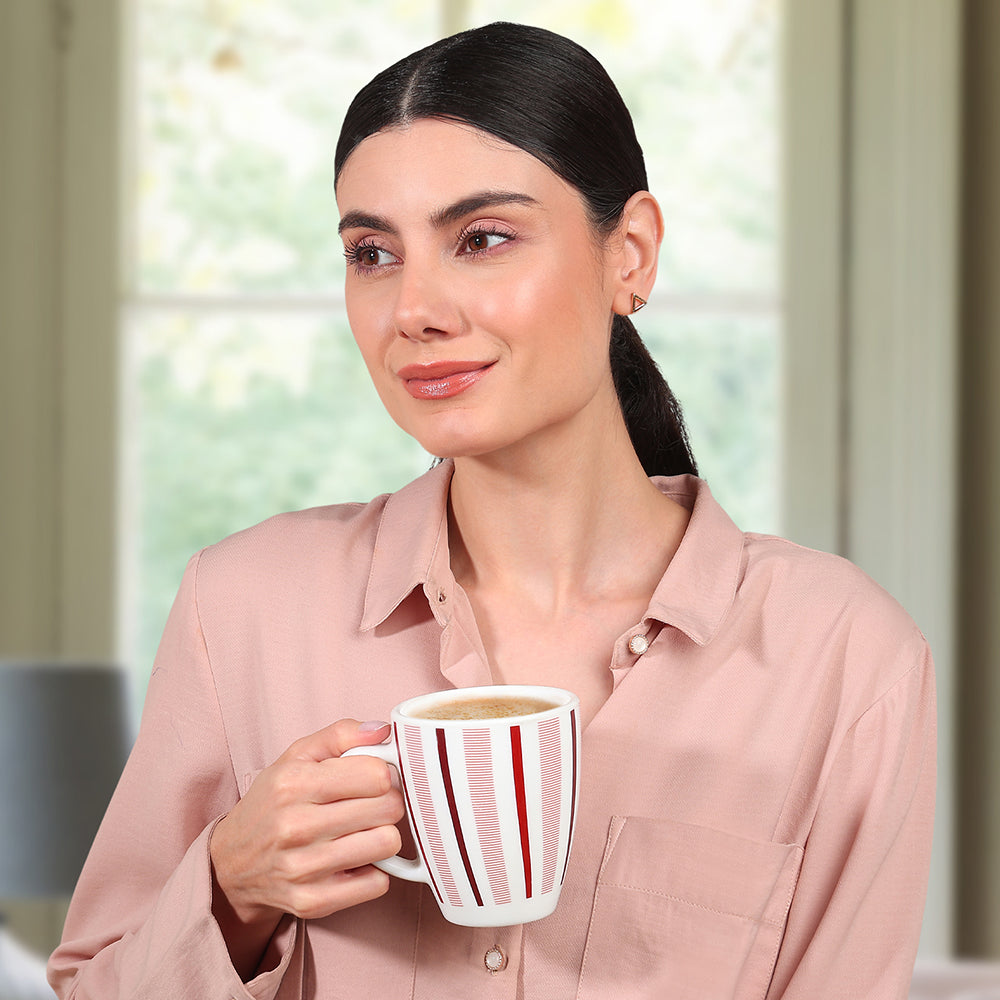 Larah Red Strip Opalware Mug