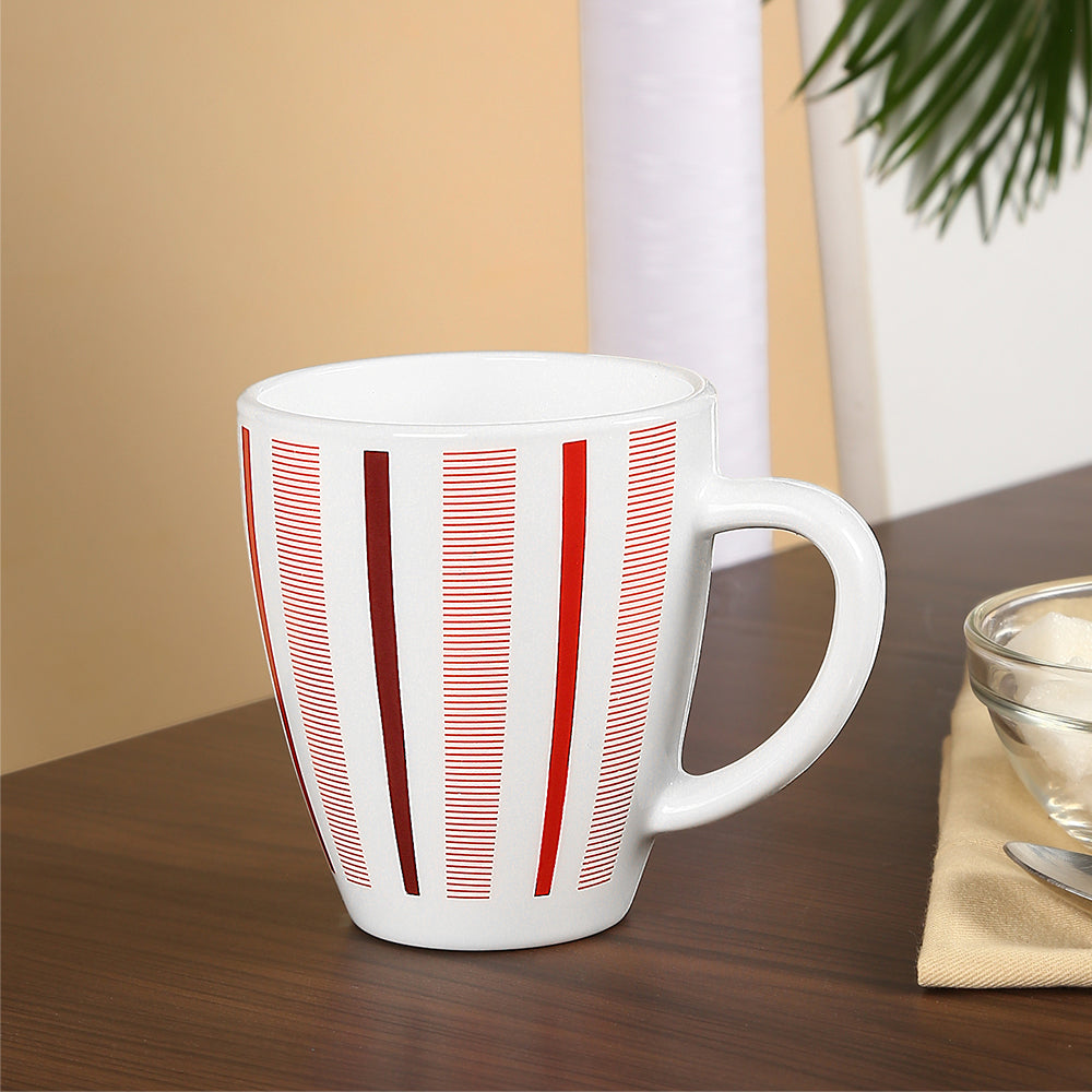 Larah Red Strip Opalware Mug