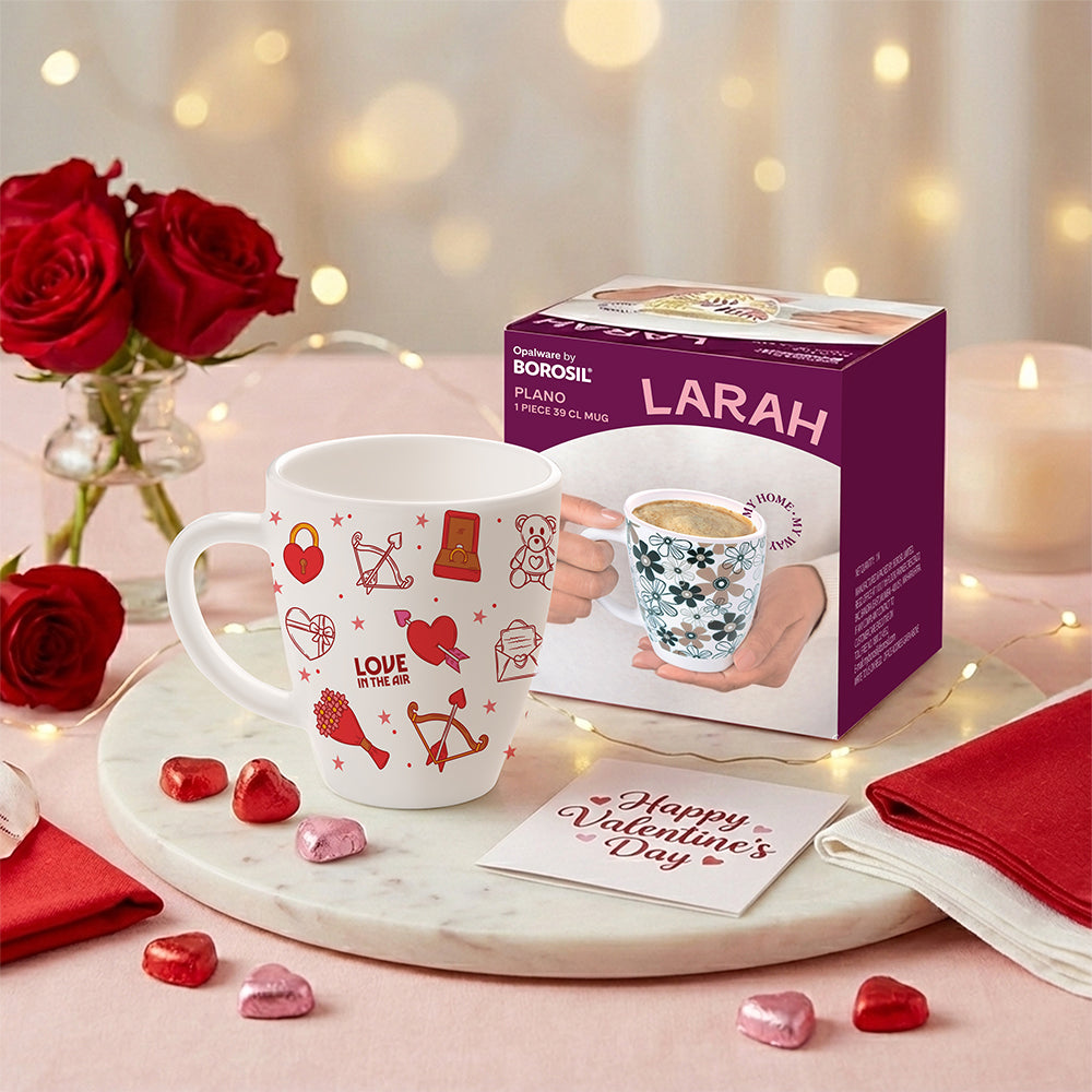 Larah by Borosil Valentine Day Love Opalware Mug