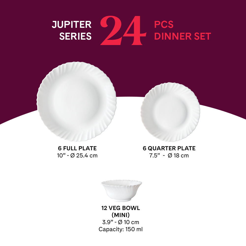 Larah by Borosil Alina 24 pc Dinner Set 24 pc Set: Serves 6
