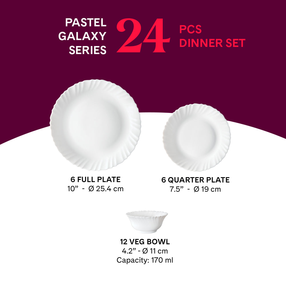 Larah by Borosil, Pastel Dinner Set