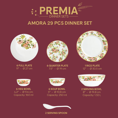Larah By Borosil Amora Dinner Set, 29 pc