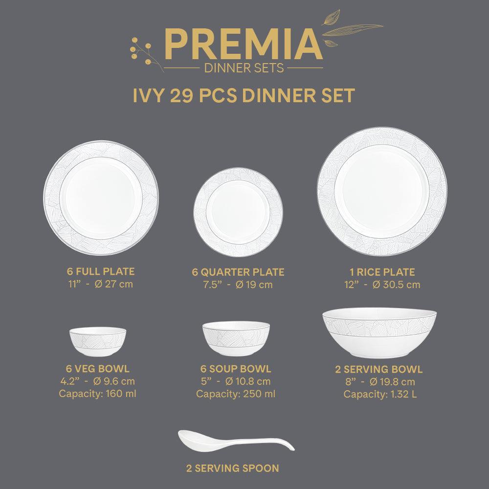Larah By Borosil Ivy Dinner Set, 29 pc