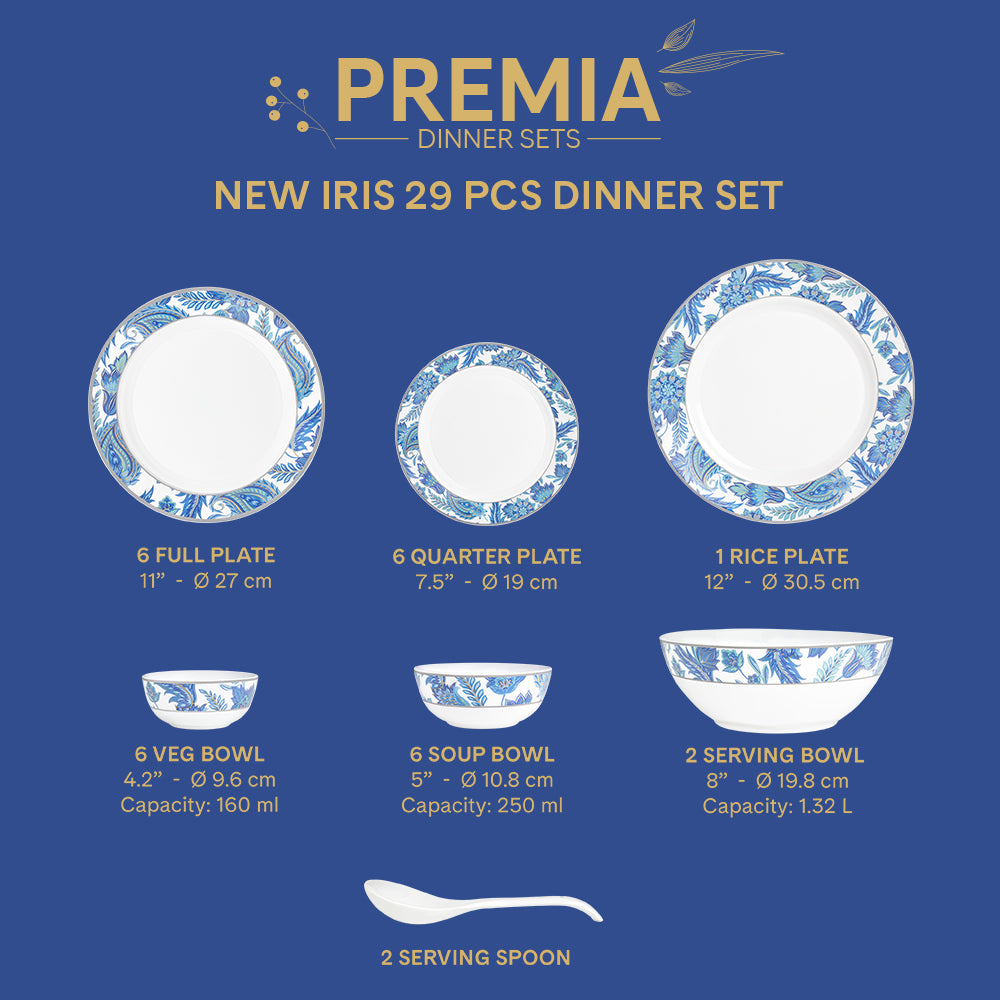 Larah By Borosil New Iris Dinner Set